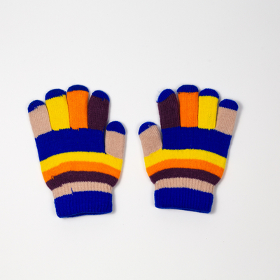 Kobaltowe dziewczęce rękawiczki z brokatem i śnieżynkami - Akcesoria