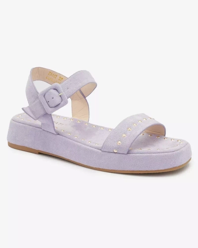 Лилави дамски сандали с камъни Franssia - Обувки