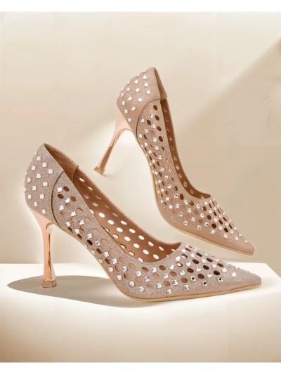 Royalfashion Женски обувки с перфорация и висок ток Ecatte