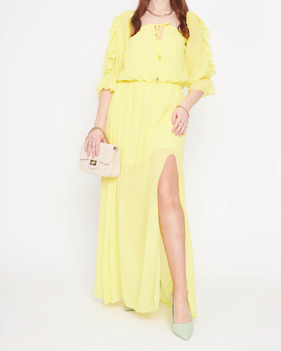 Damska żółta sukienka maxi hiszpanka - Odzież