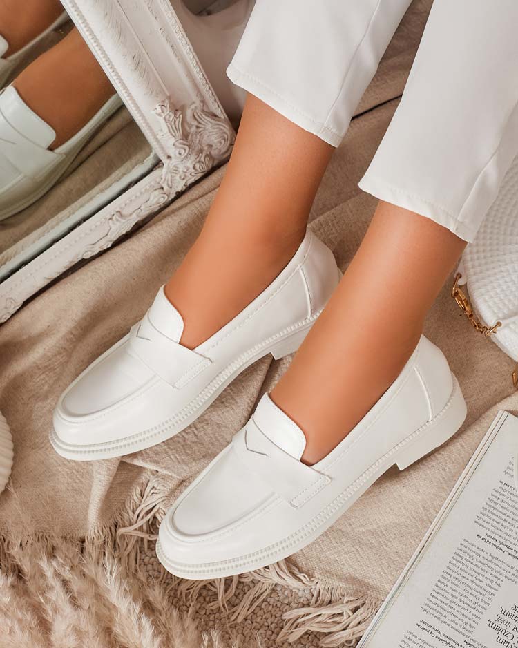 Бели дамски мокасини от еко кожа Zibom- Footwear