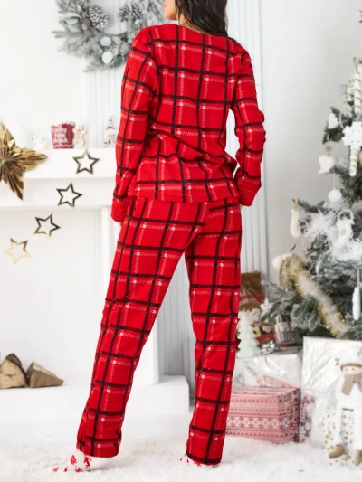 Royalfashion Женски пижами с квадратен десен