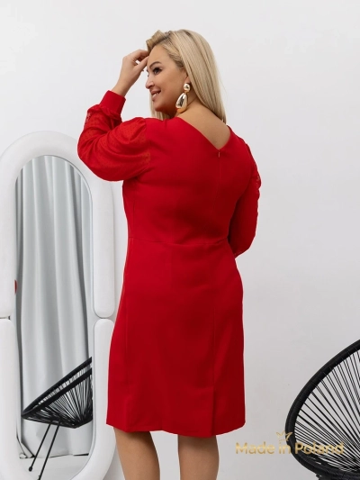 Елегантна дамска мини рокля с ръкави от тюл Evilla