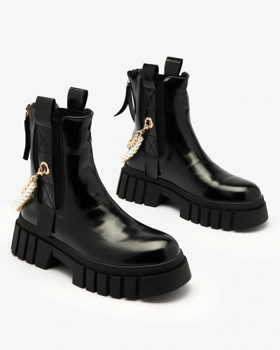 Royalfashion Черни дамски ботуши Zifosca