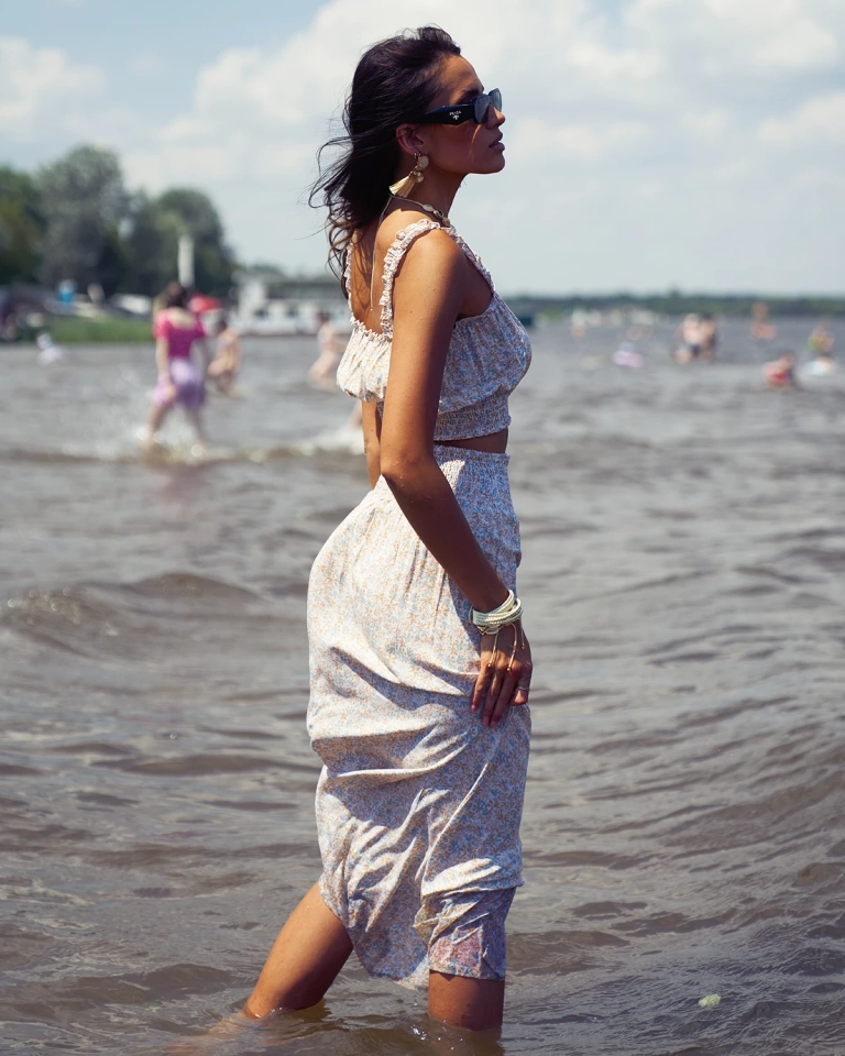 Royalfashion Дамски цветен комплект в жълто