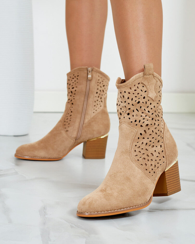 Royalfashion Дамски ажурни ботуши Mozie с нисък ток