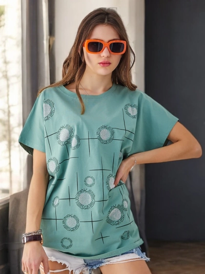 Роялфешън дамска памучна тениска с принт