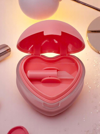 2-в-1 червило и руж в бурканче с форма на сърце Прасковено розово