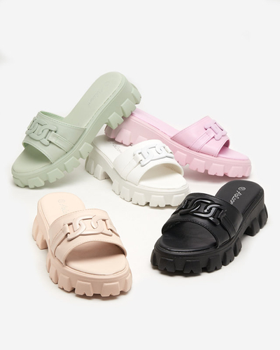 OUTLET Fioletowe klapki damskie na grubszej podeszwie Inza- Obuwie