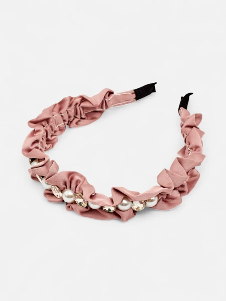Royalfashion Лента за коса с драперия и перли