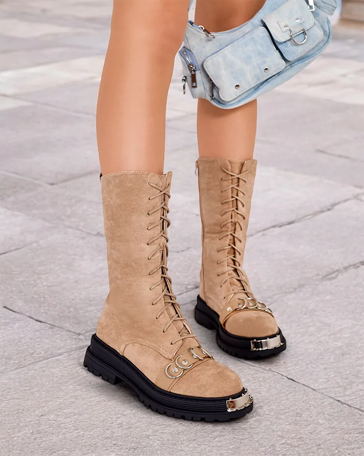 Royalfashion Дамски ботуши с дантела Werces