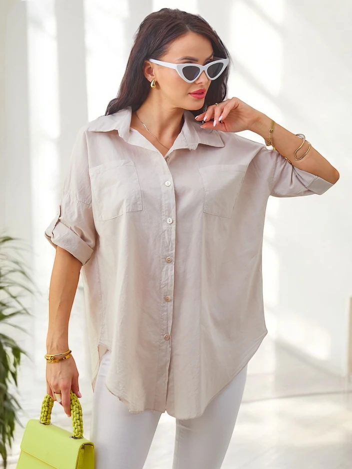 Роялфешън дамска памучна риза с 3/4 ръкави