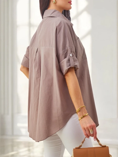 Роялфешън памучна женска риза с 3/4 ръкави