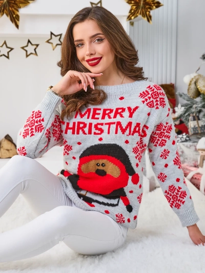 Royalfashion Дамски коледен пуловер с Дядо Коледа