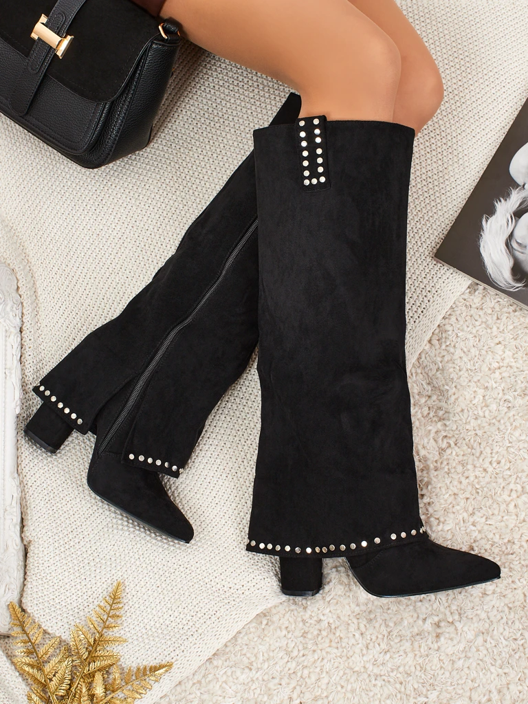 Дамски еко велурени ботуши с горна част Bryves