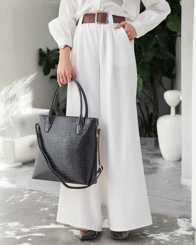 Royalfashion Чанта за жени от патентна кожа с релеф