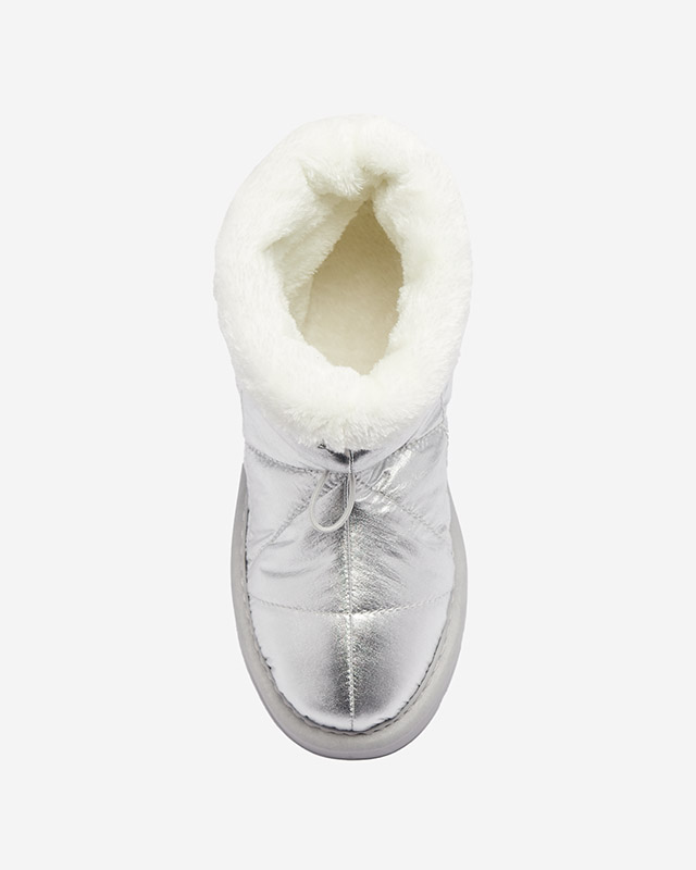 Сребристи дамски ботуши a'la snow boots Kaliolen - Обувки