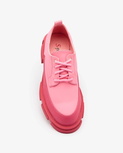 Royalfashion розови дамски матови полуботи с твърда подметка Модерни ботуши с дебел ток