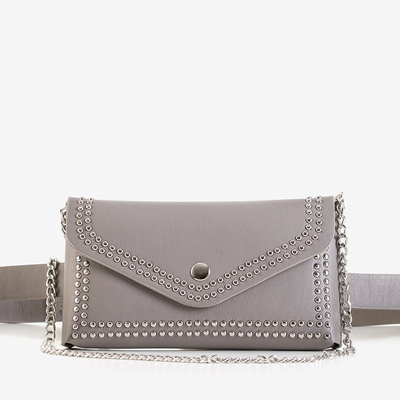 Szara mała torebka nerka z dżetami - Akcesoria