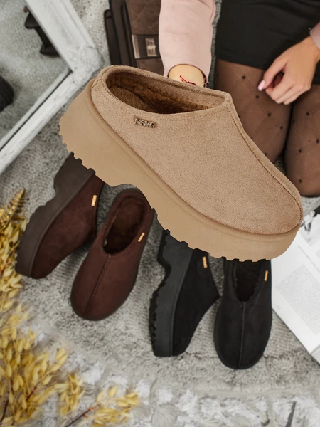 Къси дамски боти а'ла сноубутс с пухкава подплата Noelina