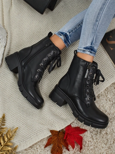 Еко кожени дамски боти с връзки Nomelira