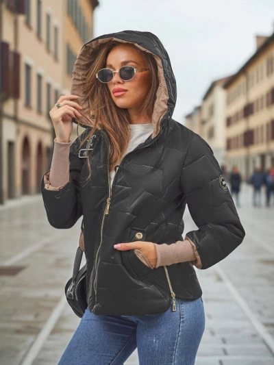 Дамско ватирано яке с качулка и ластици на ръкавите Silent Ridge