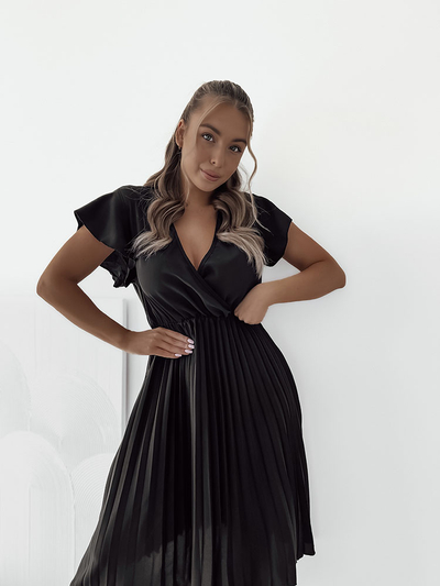 Royalfashion Дамска плисирана миди рокля