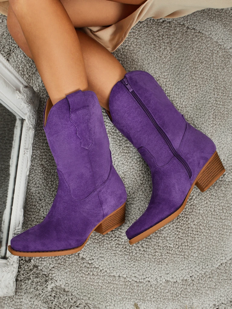 Дамски еко велурени каубойски ботуши SpireHush