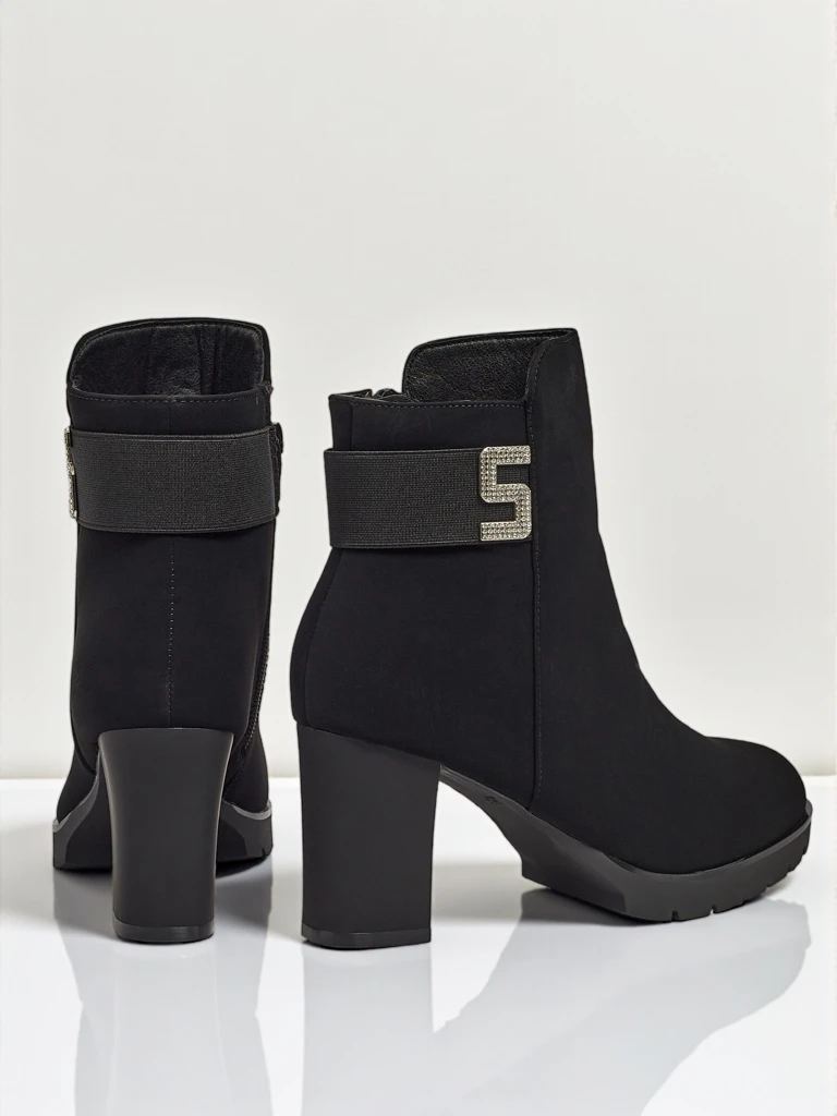 Дамски еко кожени боти до глезена на ток Mireliq