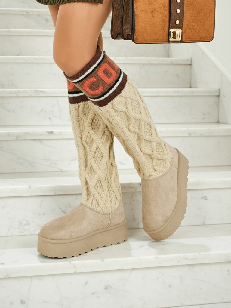 Високи дамски ботуши а ла снегоходки с горна част Anane