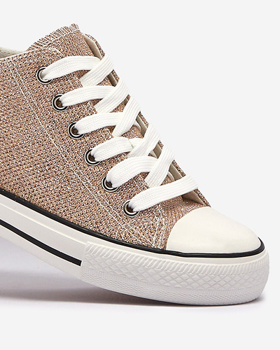 Златни дамски маратонки на скрита котва с лъскава нишка Seggat- Footwear