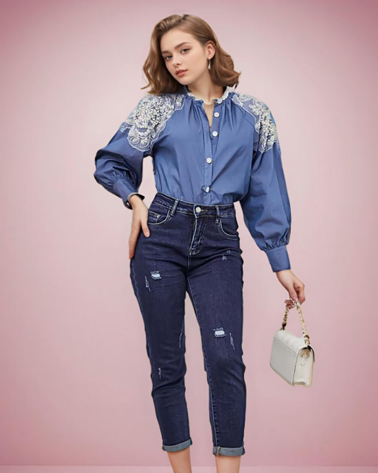 Royalfashion Дамска риза с циркони