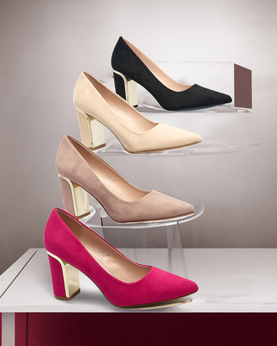 Royalfashion Бежови дамски потници от еко велур Afrogosa