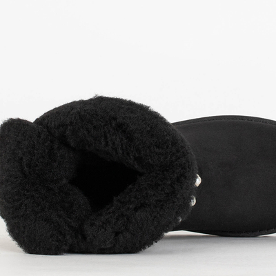 Damskie czarne śniegowce ze wstążką Himini - Obuwie