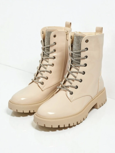 Лакирани дамски боти с връзки Fjorra