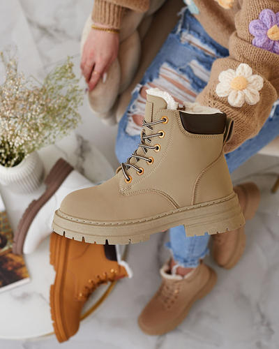 Royalfashion Сиво-кафяви дамски изолирани ботуши тип "трапер" Radoras