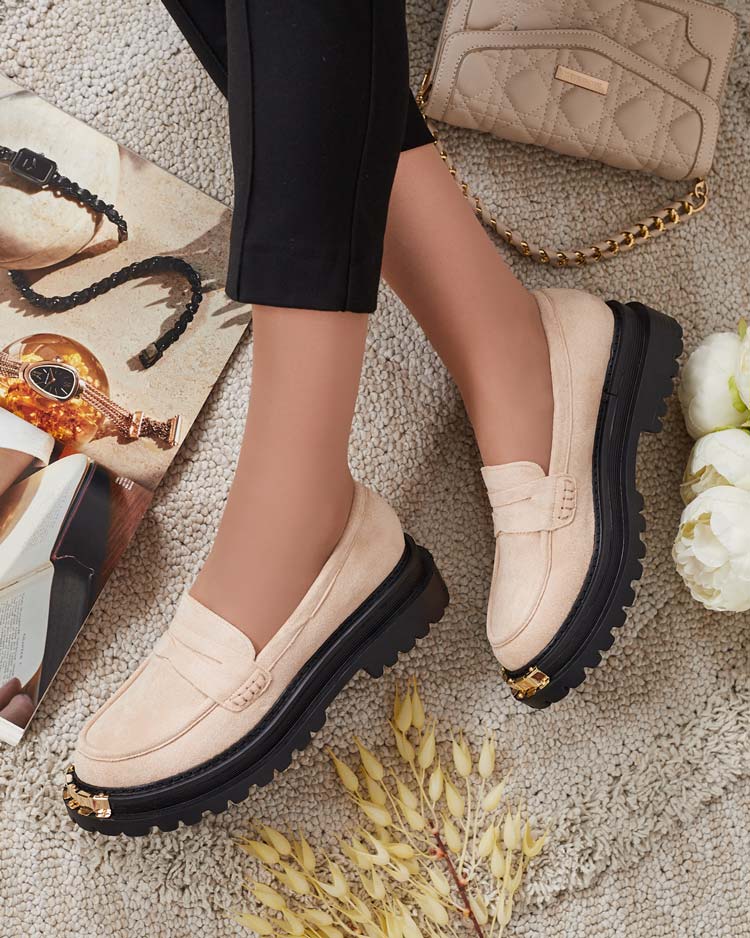 Мокасини Giulia Бежови от Еко Кожа