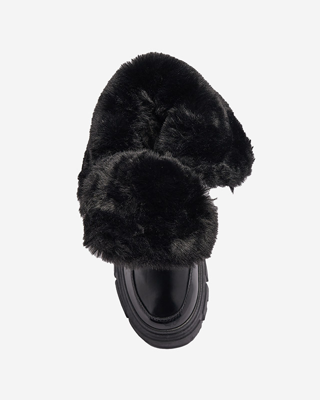 Дамски ботуши за сняг с плоска подметка в черно Sapollo- Footwear