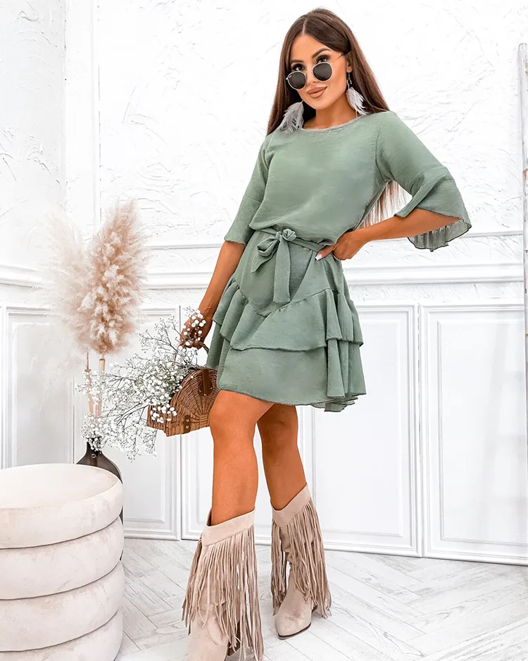 Royalfashion Ленена дамска мини рокля