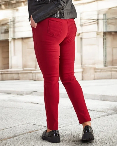 Дамски изолирани дамски панталони в бордо - Облекло