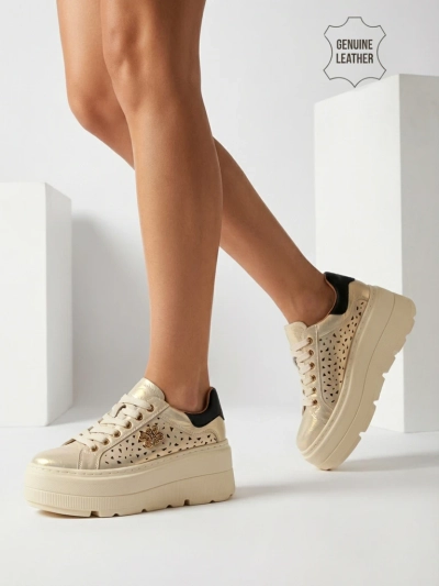 Ажурни дамски спортни сникърси от естествена кожа Atelle