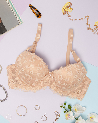 Дамски сутиен с бежова дантела - Бельо