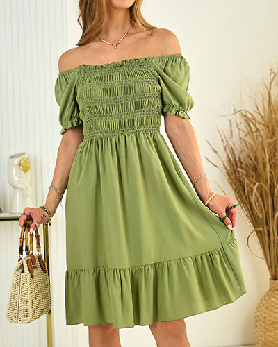 Royalfashion Дамска памучна мини рокля a'la hiszpanka