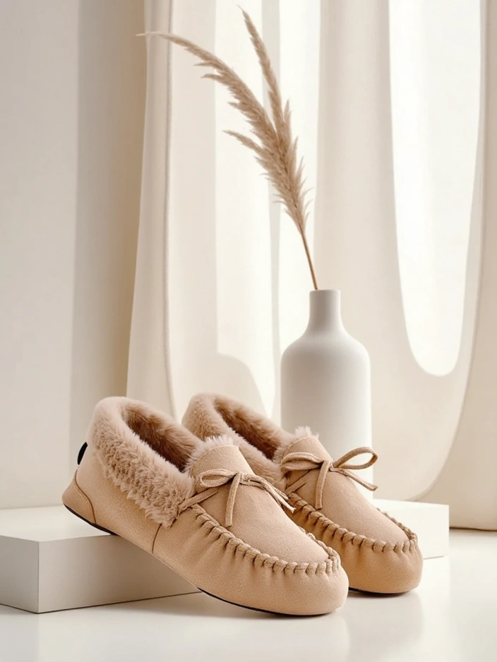 Луксозни дамски мокасини с мех Ahtikes