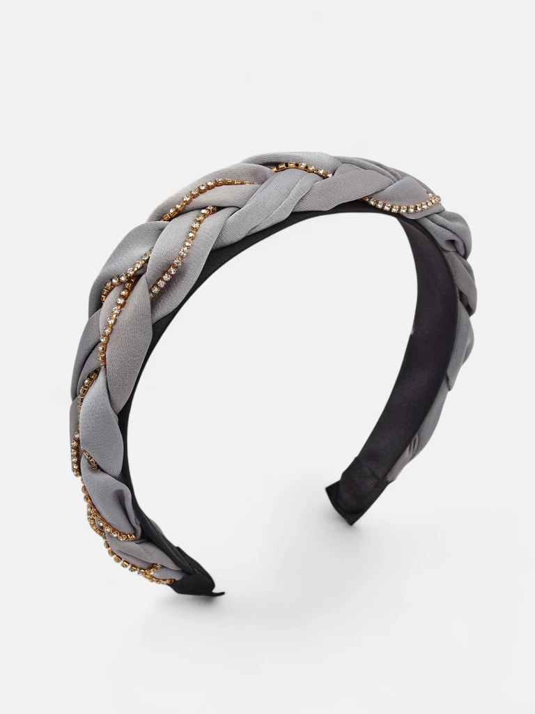 Royalfashion Лента за коса с плитка, украсена с цирконии