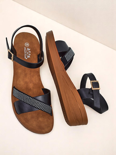 Royalfashion Дамски сандали на платформа с камъни Allona