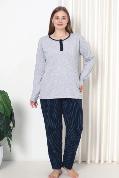 Дамски памучни пижами Royalfashion с големи размери