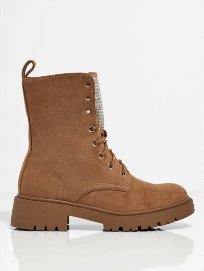 Дамски еко велурени боти с връзки Ferlyne