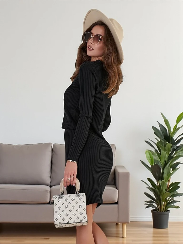 Royalfashion Дамски комплект с пуловер и рокля