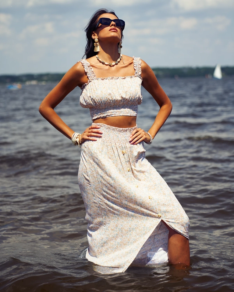 Royalfashion Дамски цветен комплект в жълто